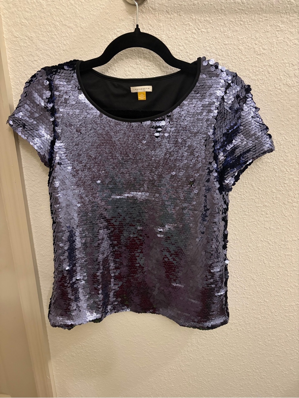Anthropologie Leifsdottir XS Sequin Paillette Short Sleeve Top